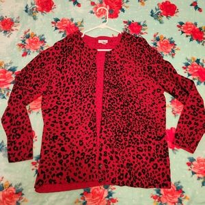 Croft & Barrow Red Leopard Cardigan